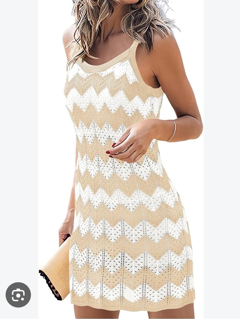 KIRUNDO Swimsuit Coverup for Women Summer Mini Crochet Knit Dress Sz M NWT